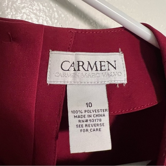 Carmen Marc Valvo Burgundy Blouse Bell Sleeve Button Back 10 - Picture 8 of 10